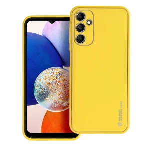 Удароустойчив калъф LEATHER за Samsung Galaxy A14 5G, жълт