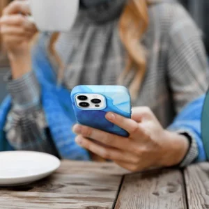 Shockproof case for iPhone 14 Pro, Mag Cover, Eco leather, Blue marble 6