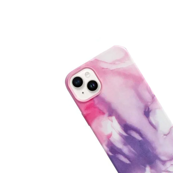 Shockproof case for iPhone 14, Mag Cover, Eco leather, pink marble 3