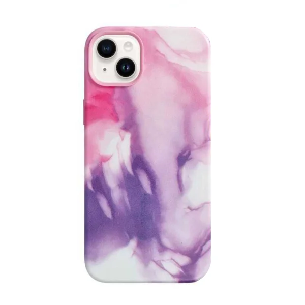 Shockproof case for iPhone 14, Mag Cover, Eco leather, pink marble 2