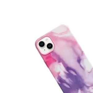 Shockproof case for iPhone 14, Mag Cover, Eco leather, pink marble 3