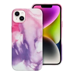 Удароустойчив калъф за iPhone 14, Mag Cover, Еко кожа, розов мрамор