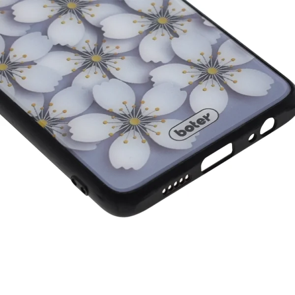 Glass Boter Plastic Back Cover for Huawei P30, White flowers 4