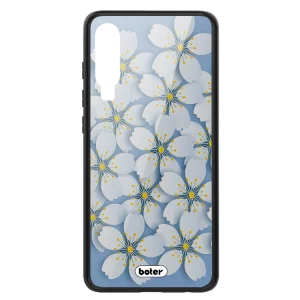 Glass Boter Plastic Back Cover for Huawei P30, White flowers