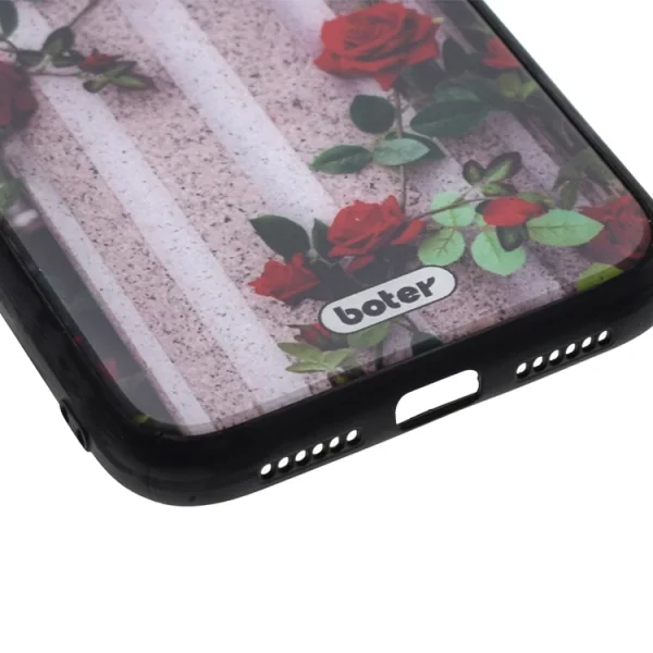 Plastic Back Cover Glass Boter for iPhone XR (6.1) , Roses 4