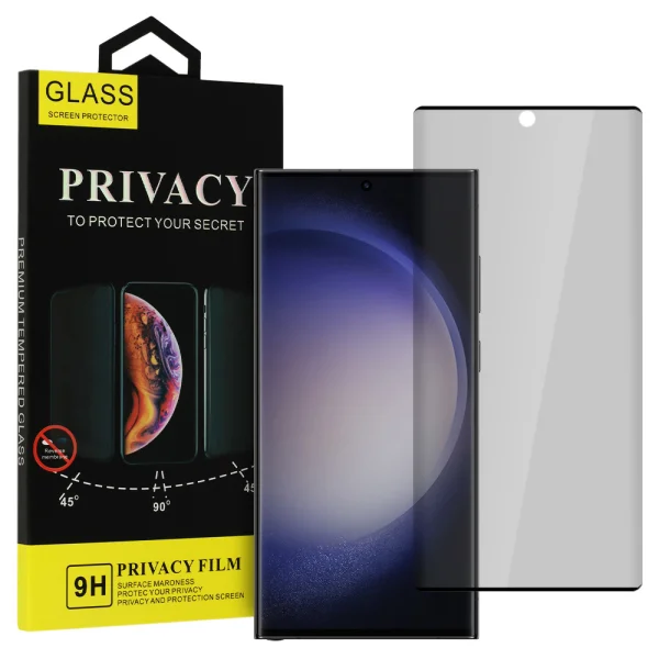 Glass Screen Protector 5D Full Glue PRIVACY for Samsung Galaxy S22 Ultra, black 2