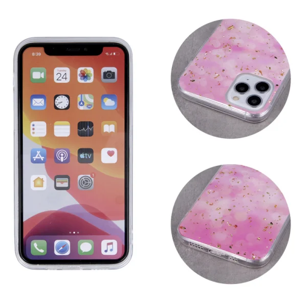 Silicone case GOLD GLAM for IPhone 12 / 12 Pro, pink 2