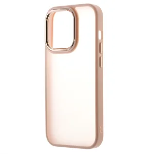 Удароустойчив калъф Satin за iPhone 14 Pro, розов-златист