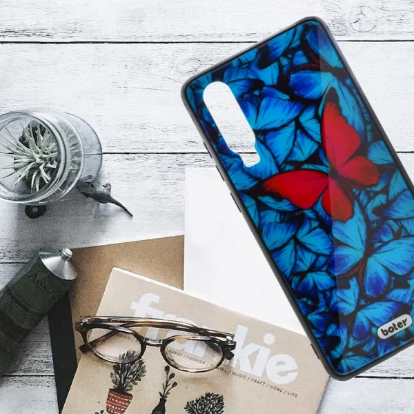 Пластмасов Гръб Glass Boter за Huawei P30, Розова Пеперуда 3