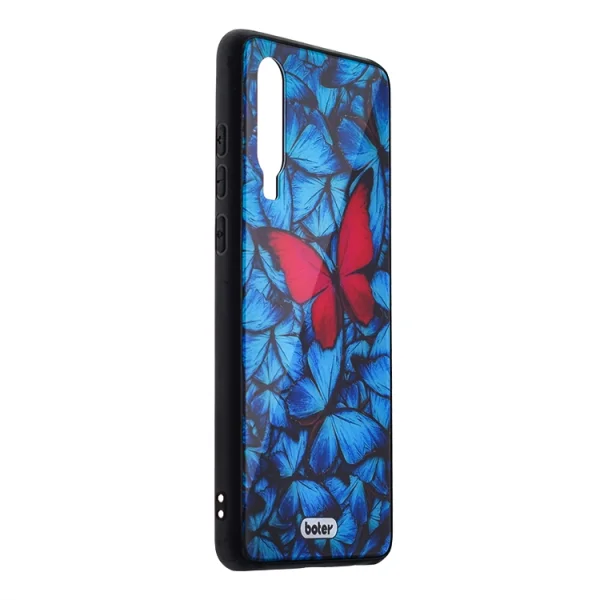Пластмасов Гръб Glass Boter за Huawei P30, Розова Пеперуда 2