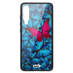 Plastic Back Cover Glass Boter for Huawei P30, Pink Butterfly