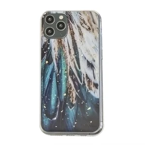 Силиконов калъф Gold Glam за iPhone 13 Pro, пера