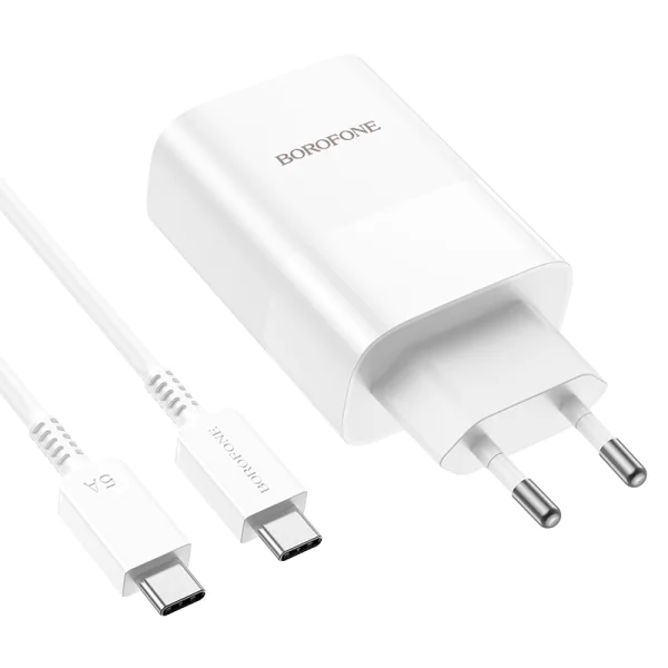 BOROFONE Wall Charger BN10, Sunlight USB with Type C 3.0, PD, 65W with cable, Type C to Type C, white 1