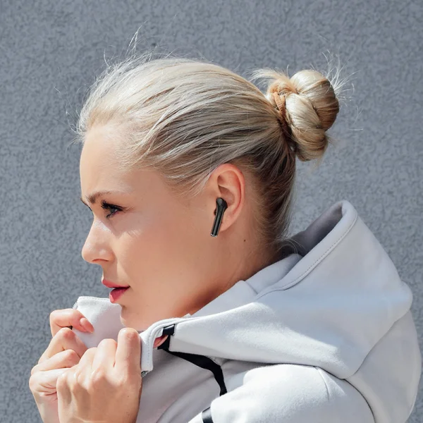 Wireless Earphones Borofone BW29 Charm, TWS, buckle, Black case 3