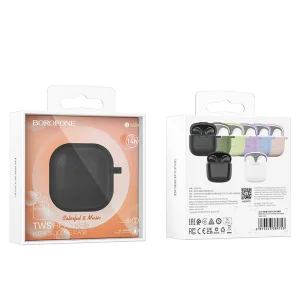 Wireless Earphones Borofone BW29 Charm, TWS, buckle, Black case 4