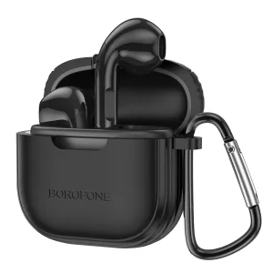 Безжични Слушалки Borofone BW29 Charm, TWS, катарама, Черен калъф