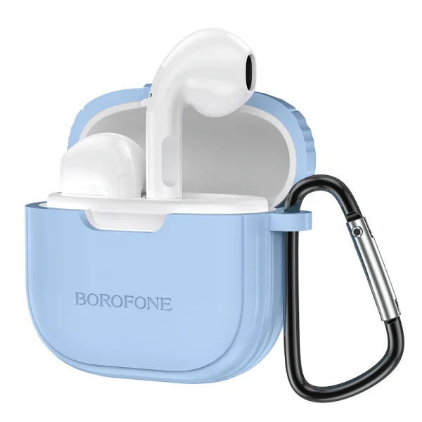 Wireless Earphones Borofone BW29 Charm, TWS, buckle, Blue case 1