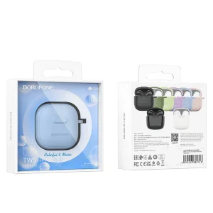Wireless Earphones Borofone BW29 Charm, TWS, buckle, Blue case 3