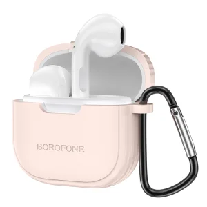 Безжични Слушалки Borofone BW29 Charm, TWS, катарама, Розов калъф