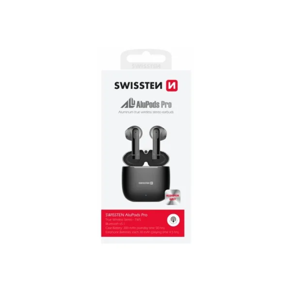 Wireless Headphones SWISSTEN ALUPODS PRO, TWS, Black 3