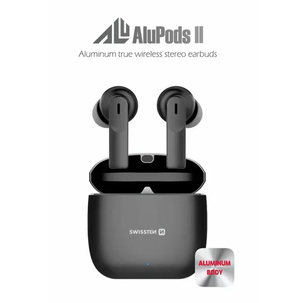 Wireless Earphones SWISSTEN ALUPODS II, TWS, Black 2