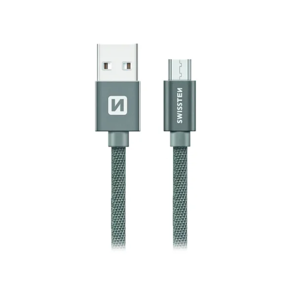 Кабел SWISSTEN TEXTILE USB към Micro USB, 1.2 m, Сив 2