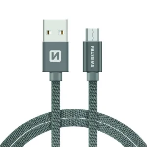 Кабел SWISSTEN TEXTILE USB към Micro USB, 1.2 m, Сив