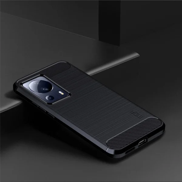 Carbon Fibre Brushed Silicone Case for Xiaomi 13 Lite, dark blue 2