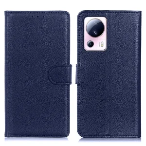 Калъф Тефтер Leather за Xiaomi Redmi 13 Lite, син