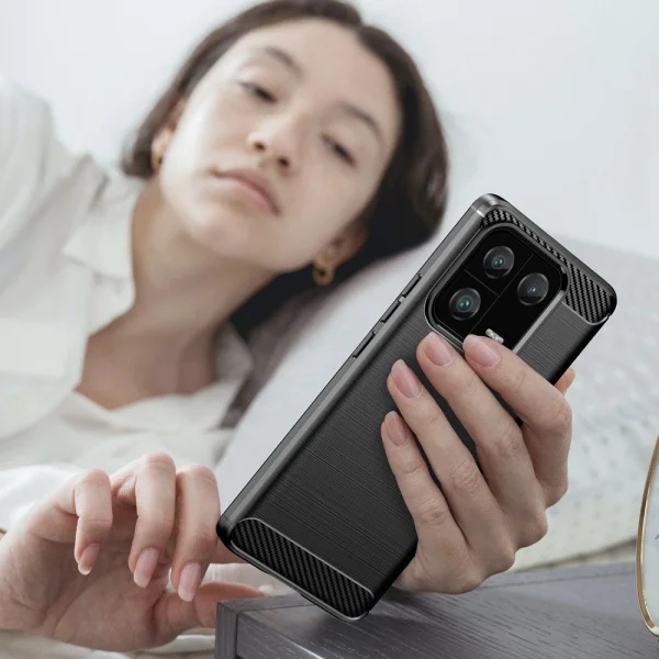 Carbon Fibre Brushed Silicone Case for Xiaomi 13 Pro, black 6