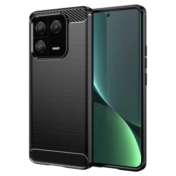 Carbon Fibre Brushed Silicone Case for Xiaomi 13 Pro, black 1