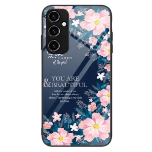 Стъклен калъф Glass за Samsung Galaxy A34 5G, розови цветя
