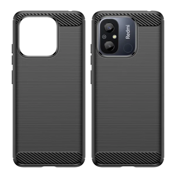 Carbon Silicone Case for Xiaomi Redmi 12C, black 2