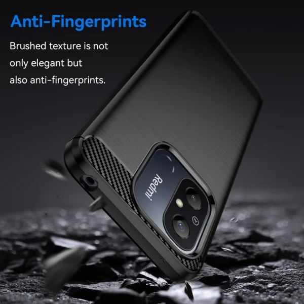 Carbon Silicone Case for Xiaomi Redmi 12C, black 3