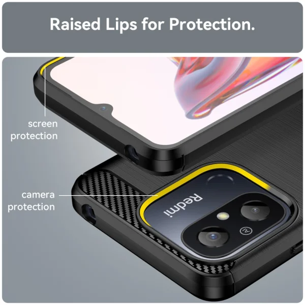 Carbon Silicone Case for Xiaomi Redmi 12C, black 5