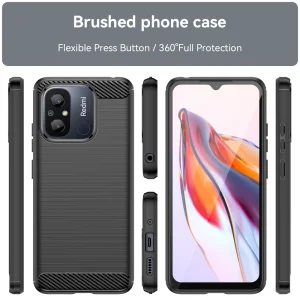 Carbon Silicone Case for Xiaomi Redmi 12C, black 4