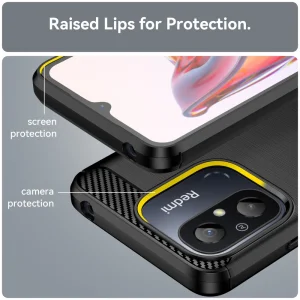 Carbon Silicone Case for Xiaomi Redmi 12C, black 5