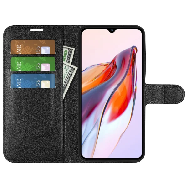 Wallet Case Litchi Texture for Xiaomi Redmi 12C, Black 2