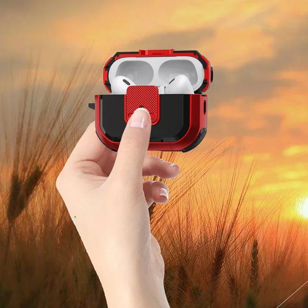 Удароустойчив калъф за слушалки AirPods Pro 2, червен 3