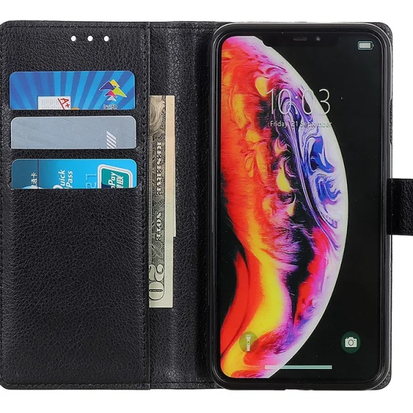 Wallet Case Litchi Texture for Samsung Galaxy A10, Black 2