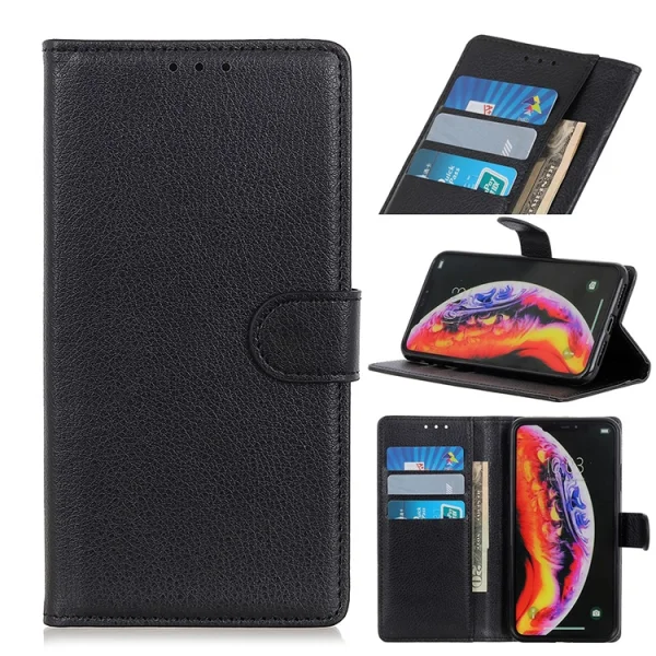 Wallet Case Litchi Texture for Samsung Galaxy A10, Black 1