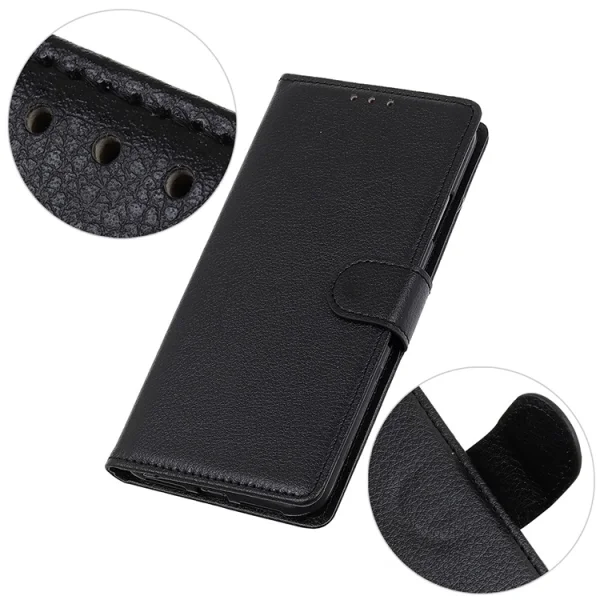 Wallet Case Litchi Texture for Samsung Galaxy A10, Black 4