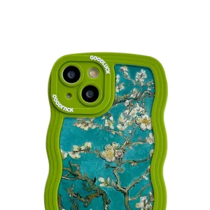 Силиконов калъф Wavy за IPhone 14, бели цветя 3