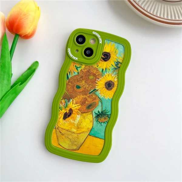 Silicone case Wavy for IPhone 14, sunflowers 2