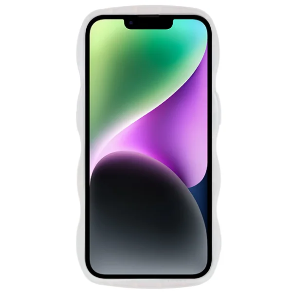 Силиконов калъф Wavy за IPhone 14, зелени цветя 2