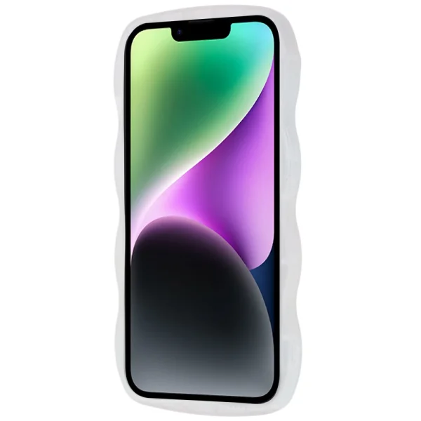 Силиконов калъф Wavy за IPhone 14, зелени цветя 3