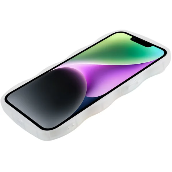 Силиконов калъф Wavy за IPhone 14, зелени цветя 4