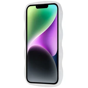 Силиконов калъф Wavy за IPhone 14, зелени цветя 3
