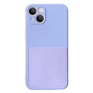 Силиконов калъф Card Slot за IPhone 13, светло лилав