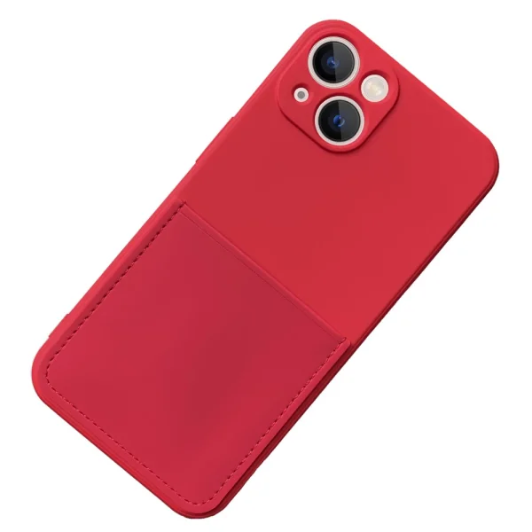 Силиконов калъф Card Slot за IPhone 13, червен 2